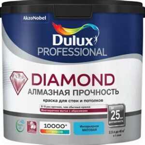 Краска DULUX_Diamond_Matt 1л д/потолка и стен, моющаяся,мат. BW  20066 9400 54068