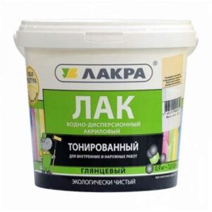 Лак в/д тонированный ДУБ 0,9кг ЛАКРА