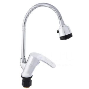 Смеситель д/кухни гибкий излив с гайкой, синий/хром (MN/70112-4)