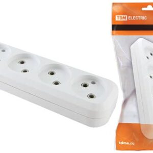 Колодка розеточная 4 гнезда 2П б/з 10А 250В белая TDM