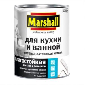Краска MARSHALL  д/кухни, ванной BW 2,5л, влагостойкая интерьер.  6553