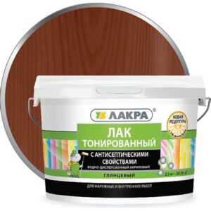 Лак в/д тонированный МАХАГОН 2,5кг ЛАКРА