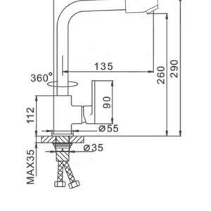 Смеситель д/кухни  Е4323 синий 163982