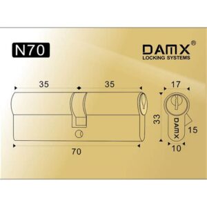ЦМ обычный ключ-ключ N70мм DAMX PB (полиров.латунь) 3995