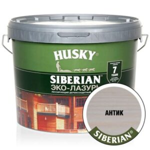 Эко-Лазурь для дерева полуматовая антик HUSKY SIBERIAN 0,9л 25163 13455 DEKART