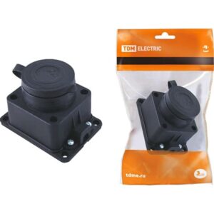 Розетка переносная с/заглушкой каучук 2Р+РЕ 16А 250В IP44 TDM