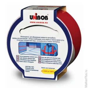 Лента клейкая светоотражающая 48ммх5м,красно-белая UNIBOB 48984
