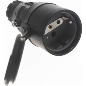 Розетка кабельная BEMIS BК1-1402-2311 каучуковая 220В 16А с з/к и крышкой черная 2311