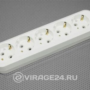 Колодка розеточная 5 гнезд 2П+3 16А 250В белая TDM