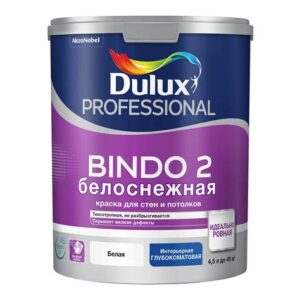 Краска DULUX BINDO 2 (INNETAK) д/потолка 4,5л, высокоукрыв., белоснежная, матовая 21700