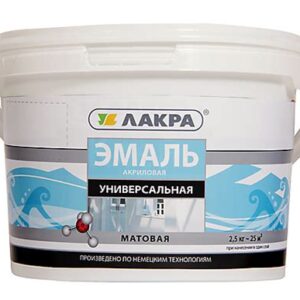Эмаль акриловая БЕЛАЯ п/гл. универсал. 0,9кг ЛАКРА 1131