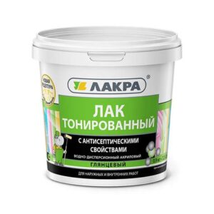 Лак в/д тонированный ОРЕХ 0,9кг ЛАКРА