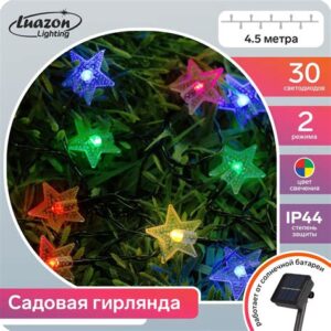 Гирлянда "Нить" 4,5м с насадками,"Розы"30LED, 2реж.солнечная батарея 6253345
