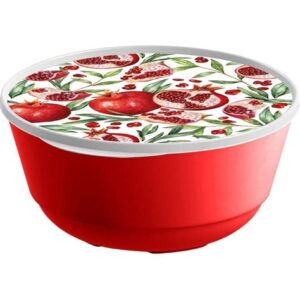 Миска пластик, круглая, 2 л, с крышкой, с декором, 445285